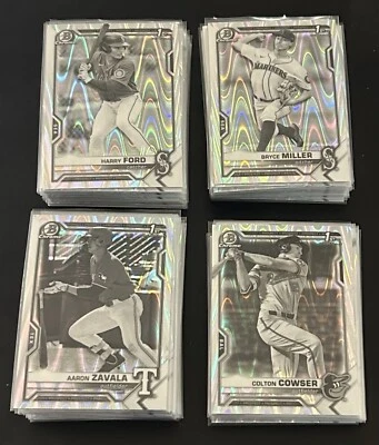 2021 Bowman Draft Chrome Black & White Raywave SP Refractors You Pick From List - Image 1 of 4