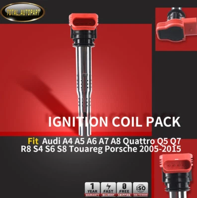 Pacote de bobina de ignição para Audi A4 2006-2008 A5 2010 A6 Quattro Volkswagen Touareg - Imagem 1 de 4