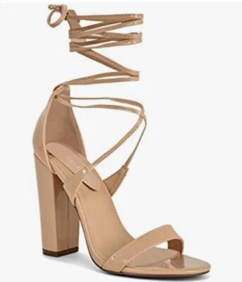Charles Albert Lace Up High Heeled Open Toe Dress Thick Heel Sandal Shoes 6 $105 - Image 1 of 4