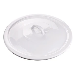 Deckel für Wassereimer Eimer 10 Liter weiß emailliert Putzeimer mit Holzgriff - Bild 1 von 4