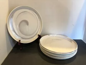 Set of 5 Artisanal Kitchen Supply Coupe Grey White Marble Swirl 11" Dinner Plate - Picture 1 of 5
