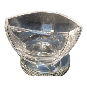 TIFFANY & CO. RETIRED CRYSTAL BOWL IN SIX PANELS TRIANGLE SHAPE SIGNED - Picture 1 of 10