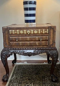 Versatile Two Sided Mahogany & Leather Game Table by Maitland Smith - Picture 1 of 10