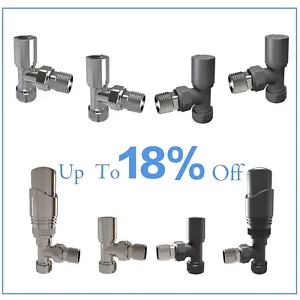 Designer Radiator Valves 15mm x 1/2" Thermostatic & Manual Angled Valves - Picture 1 of 16