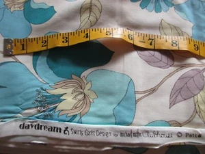 1 Yard New Cotton Fabric Best Buds Large Blue Floral on Tan by Michael Miller - Picture 1 of 3