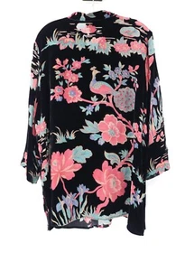 Citron Santa Monica tunic Womens XL Velvet Rayon Silk Floral Button Front Top - Picture 1 of 10