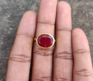 925 Sterling Silver Ruby Ring Handmade Statement Ring For Women Dyed Ruby Ring - Picture 1 of 7