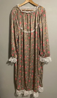 Camisón para mujer talla XL verde floral satinado encaje volantes cottagecore pradera Foto 1 de 4