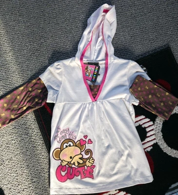 Bobby Jack 2-Fer Hooded Shirt Girl's XL White It's Not Easy Being This Cute New - Image 1 of 2