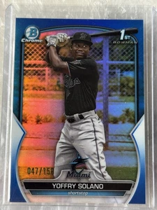 2023 Bowman Yoffry Solano Chrome Blue Refractor 1st #47/150 BCP-72 - Bild 1 von 3