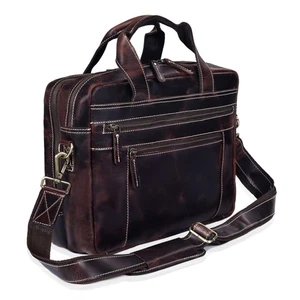 Leather Messenger Bag For Men, Vintage Handmade Laptop Briefcase and Shoulder... - Picture 1 of 9
