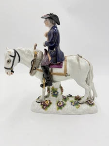 Antigua estatuilla de arado a caballo de 1920 de porcelana Volkstedter defectuosa - Imagen 1 de 13