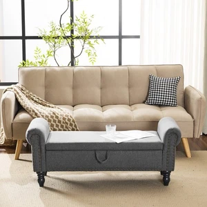 Footrest Bench Storage Ottoman Upholstered Bench End of Bed Bench for Bedroom!* - Picture 1 of 13