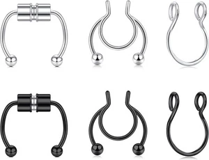 D.Bella Fake Nose Ring Hoop Septum Stud Faux Piercing Nose... - Picture 1 of 2