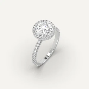 2 carat Round Cut Engagement Ring | Real Mined Diamond in 14k White Gold - Picture 1 of 6