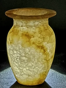 Egyptian Style Alabaster Hand Carved Vase - 4.75" Tall - Estate Item, See Pics - Picture 1 of 18