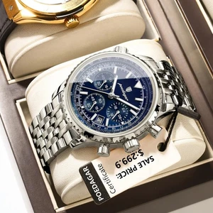 Mens Military Watch Waterproof Luminous Chronograph Stainless Steel Wristwatch - Picture 1 of 11