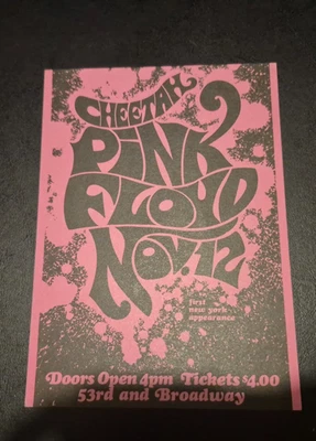 *PINK FLOYD CHEETAH CLUB CONCERT HANDBILL REPRINT nyc 4X7 - Image 1 of 3