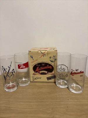 RON MATUSALEM Cuban Cabaret & Bar Set  4 Highball Glasses La Bodeguita Del Medio - Image 1 of 4