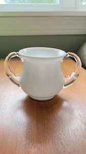 Vintage Fenton Silver Open Glass Sugar Bowl White Opalescent - Picture 1 of 3