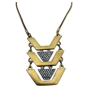 J CREW Necklace Pendant Matte Gold Tone Crystal Rhinestone Pave 30"-33" - Picture 1 of 7