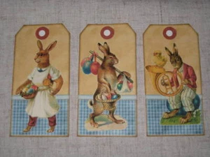 PRIMITIVE SET 12 RETRO BUNNY RABBIT HANG TAGS (U3-17) - Picture 1 of 1