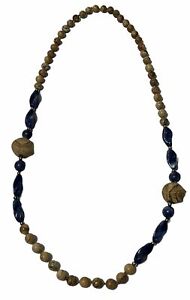 Lapis Luzilli I am Twist & Speck Banded Brown Agate Hard Stone Necklace 