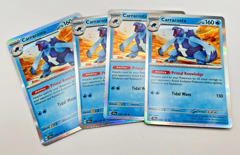 Pokémon Cards 2024 Stellar Crown Playset Carracosta HOLO 038/142 4x x4 - Image 1 of 1