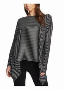 1. State Damen schwarz niedriger Rücken gestreift Langarm Rundhalsausschnitt Top Größe: M - Bild 1 von 2