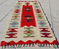 Hand Knotted Vintage Turkish Kilim Kilm Wool Area Rug 3.2 x 1.6 Ft (2936 KAR)