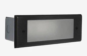 Concrete Deck Low Voltage Outdoor LED Step Light Solid Brass Faceplate Steel Box - Picture 1 of 6