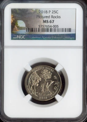 2018-P Pictured Rocks Quarter NGC MS67 Quality - Image 1 of 2