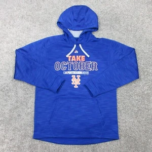 New York Mets Sweater Mens Medium Blue Hoodie Sweatshirt MLB Baseball 2015 WS - Picture 1 of 8