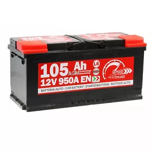 Batteria Auto Speed 105Ah AGM 950A Start&Stop 12V Nautica Barca Solare Camper - Foto 1 di 8