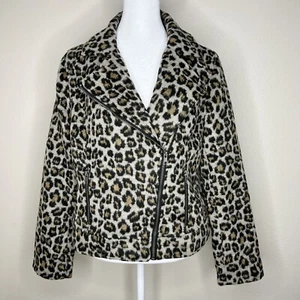 Chaqueta Moto Cupcakes y Cachemira Tostada y Negra Estampado Animal Leopardo Cremallera Talla M - Imagen 1 de 12
