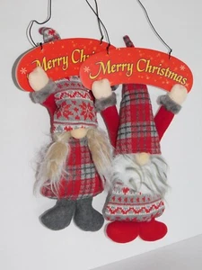 Juego de vacaciones de felpa de gnomo de Navidad niño y niña rojo gris decoración feliz - Imagen 1 de 7