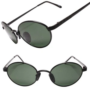 Vintage Revival klassische grüne Gläser 90er Jahre Y2K Vibe Deadstock oval schwarze Sonnenbrille - Bild 1 von 3