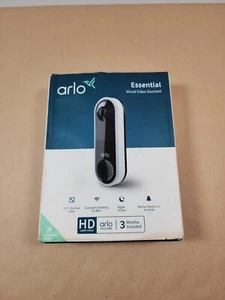 Arlo Essential Hardwired Wi-Fi Smart Video Doorbell White AVD1001-100NAS) New - Picture 1 of 8