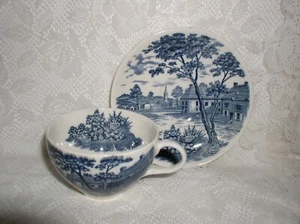 Vajilla de transferencia azul para taza de té Holmar English Village Japón - Imagen 1 de 6