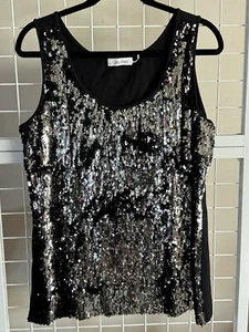 Camiseta sin mangas negra con lentejuelas talla Calvin Klein - Imagen 1 de 7