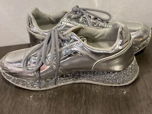 Liliana  Silver Chrome Tennis Shoes Women’s  Size 8 1/2 Bling Sparkle