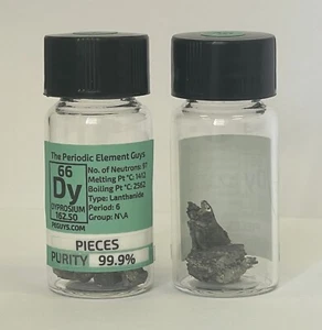 Dysprosium Metal Pieces 99.99% 5 Grams in Labeled Periodic Element Bottle - Picture 1 of 3