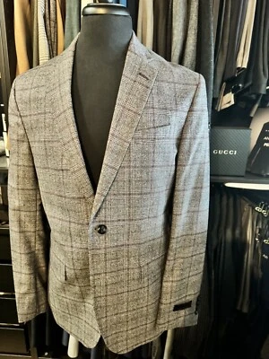 $750 Ted Baker Grey Burgundy Plaid Sport Coat Blazer Jacket Slim Fit 40R - Image 1 of 4