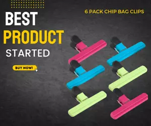 6 Pack Large Plastic Chip Bag Clips, 6 Inch Colorful Food Seal Grips - Picture 1 of 6
