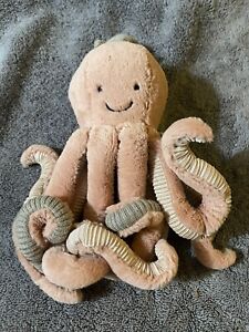 Jellycat Baby Odell Octopus Activity Toy Plush Stuffed Animal Peach Grey *read*