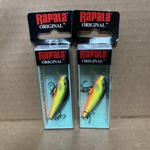 Lotto 2 esche da pesca Rapala Galleggianti F-5 Jerkbait acciaio caldo - Foto 1 di 3