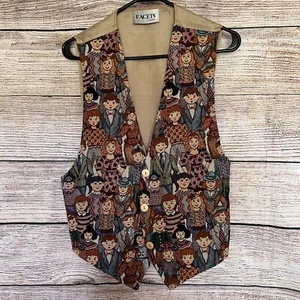 Facets by Mirrors Vintage Children of the World Tapestry Vest Size Large - Picture 1 of 6
