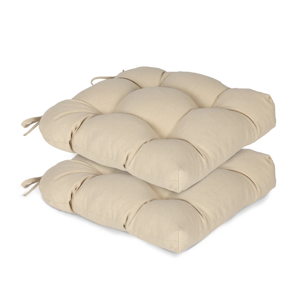 Cojines de silla de exterior Aoodor 19''x19''x5'' almohadillas de asiento acolchadas con lazos, paquete de 2 Foto 1 de 1