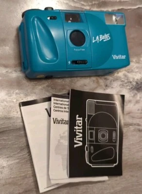 Vivitar LA Brites Teal 35mm Focus Free Camera Flash Manuals Vintage Retro - Image 1 of 4