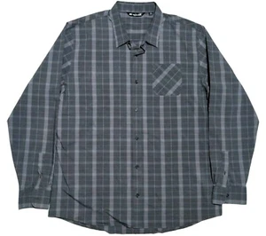 Travis Mathew Golf Shirt Mens 2XL Long Sleeve Button Up Gray Plaid Preppy EUC - Picture 1 of 3